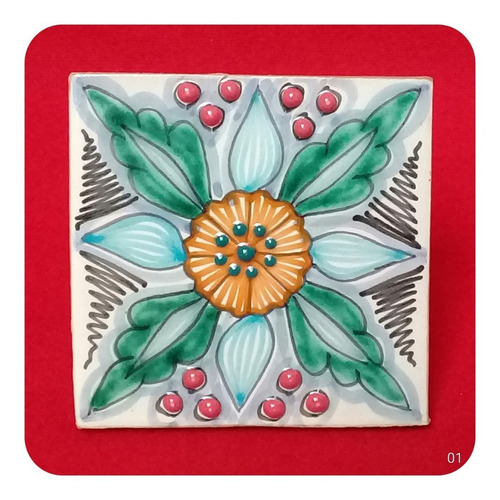 Imagen 1 de 7 de Set 30 Azulejos De Talavera Poblana 10x10 Cm Decoración Zlj
