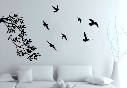 Vinilo Decorativo Ramas Y Aves 