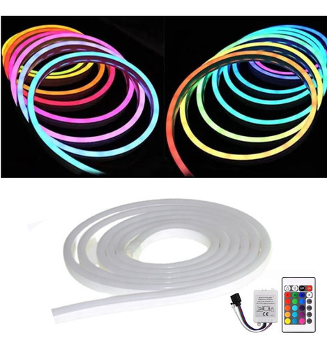 Cinta de manguera LED RGB de neón flexible de 5 m y 12 V con control