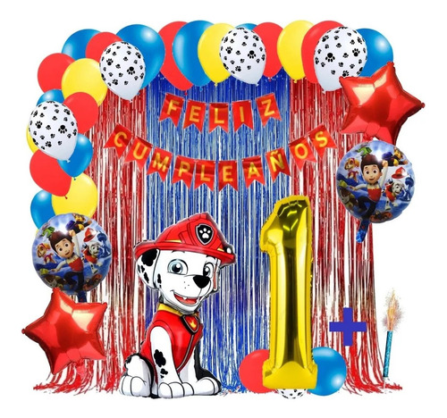 Kit Decoracion Patrulla Canina Dalmata Bombero Rojo Azul