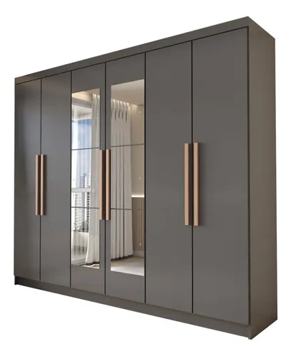 Guarda-roupa Casal Odisseia 6 Portas Espelho Onix - 583335