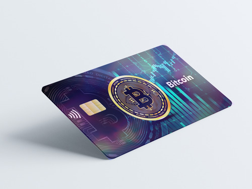 Sticker Cover Tarjeta Banco Holográfico Bitcoin Criptomoneda