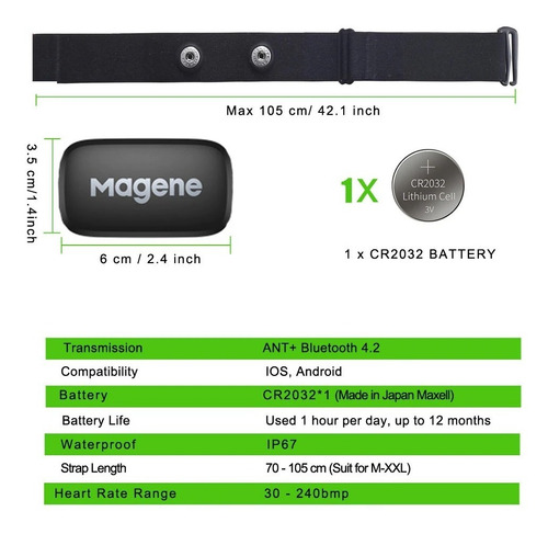 Banda Monitor Ritmo Frecuencia Cardiaca Sensor Magene