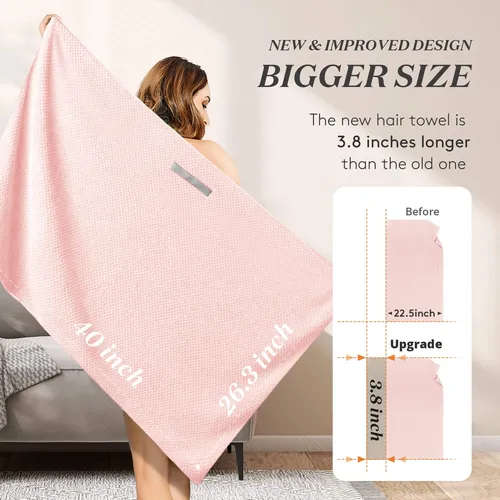 Toalla Super Absorvente Anti Frizz Para Cabello 67x102cm Ros
