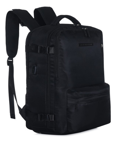 Mochila De Viaje Travel Tech  Color Negro Diseño Liso