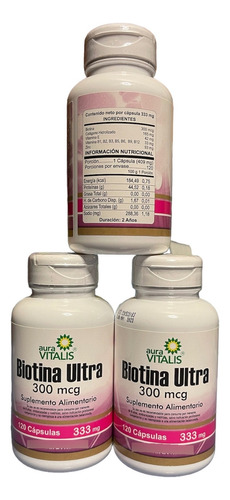 Biotina Ultra 3x120 Caps Colageno Hidrolizado Vitamina Zinc