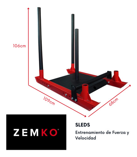 Trineo De Arrastre Crossfit Gym - Sleds Zemko Rojo