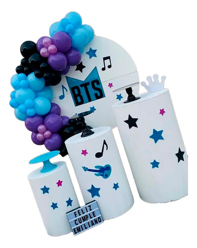 Globos Arco Negro Morado Azul Bts Pop Coreano