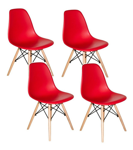 Cadeira de jantar Henn Decorshop Charles Eames DKR Eiffel, estrutura de cor  vermelho, 4 unidades