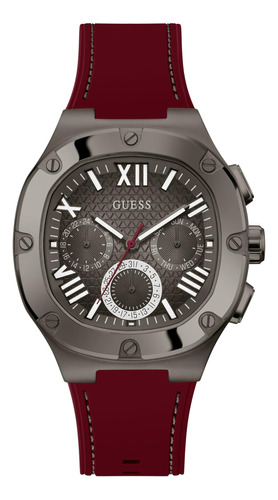 Guess Reloj Para Hombre De 42 Mm - Correa Roja, Esfera De Br