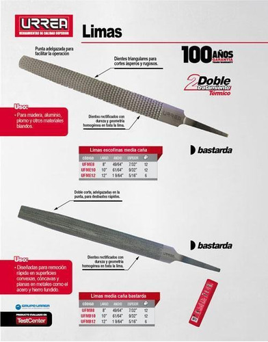 Lima Escofina Media Caña 12  Urrea Ufme12