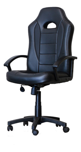 Silla Negra Rookie Especial Gamer Youtube Twitch Giratoria Color Negro Material del tapizado Cuero sintético