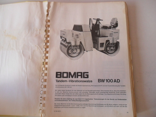 Manual Bomag Bw 100 Ad Aplanadora Rodillo Aleman Deutz Vial