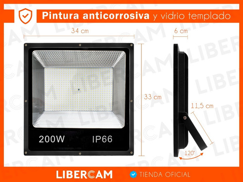 Imagen 4 de 10 de Reflector Led 200w Exterior Alta Potencia Multiled Ip66 Frio
