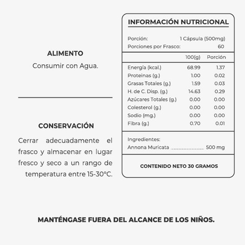 Annona Plus - Chirimoya 100% Natural 60cap. 500mg. Agronewen