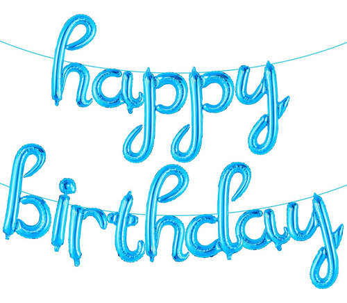Bexiga Balão Metalizado Personalizado Happy Birthday Grande Cor Azul