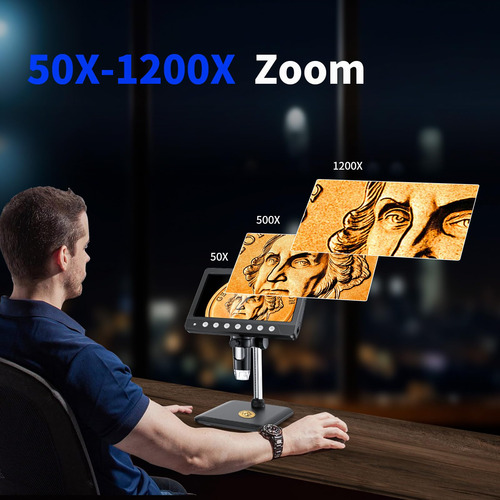 Microscópio Digital Winwend 1200x Com Tela Ips Hd De 7 De 3