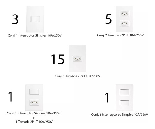 Tomadas E Interruptores (25 Pç) Kit Casa Completa Luxo