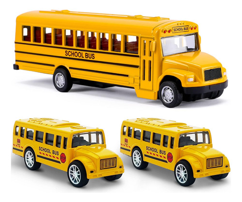 Set De Juego Fanelequ Pull Back School Bus, Paquete De 3, Fu