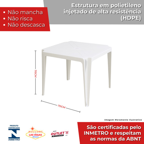 Kit Com Mesa Plastico 4 Cadeiras Branca Preta Cinza 182 Kilo
