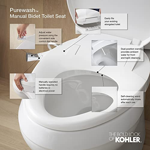 Asiento De Inodoro Manual Alargado Purewash Con Tapa Pulida