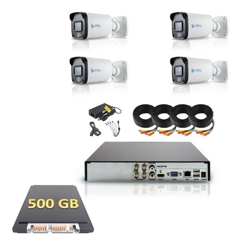 Kit Meriva Full Color 4 Cámaras Bullet 2mp Dvr 1tb