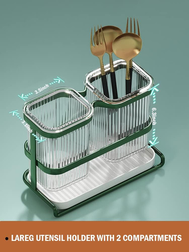 Soporte De 2 Compartimentos Para Utensilios De Cocina Con Ba