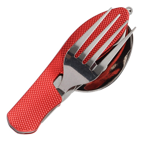Utensilios Para Acampar, Cuchillo, Cuchara, Tenedor, Rojo