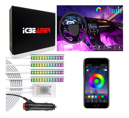 Icbeamer Rgb Interior Luces - Interior Led Strip Smart Phone