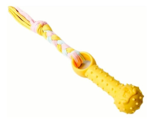 Mordedor Pet Brinquedo Corda Ossinho De Borracha Cor:amarelo