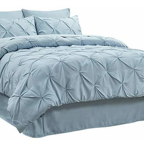 Edredon Bedsure Tamaño Queen Color Azul Claro Set 8 Piezas