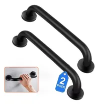 Comprar 2 Barras Agarradera De Seguridad Baños Apoyo Negro Inox 30cm