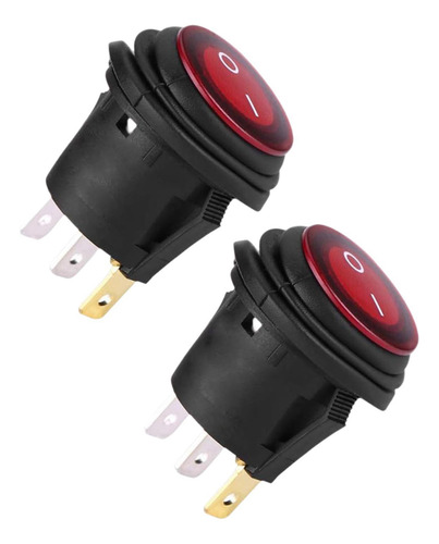 2 Uds Interruptor Redondo Interruptor Redondo Led, Luz Roja