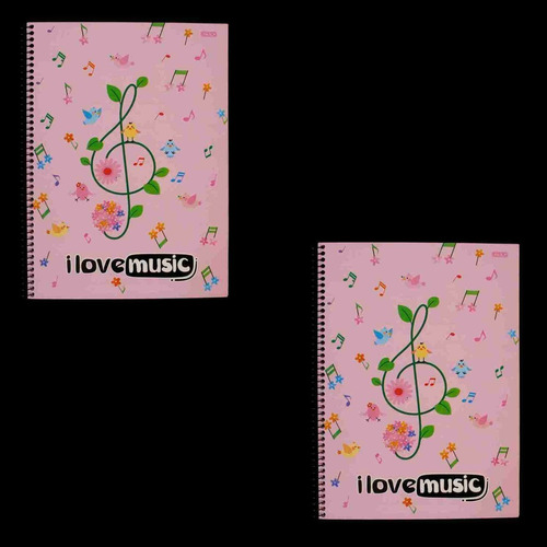 Caderno Musica 80 Folhas Capa Dura I Love Music 02 Unidades