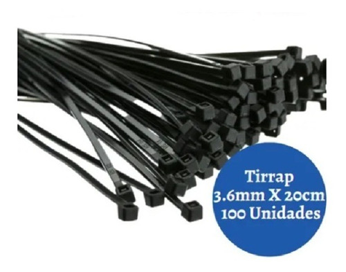 Tirrap Tirraje Amarre Plástico Cable 10 Cm Negro 100 Und.