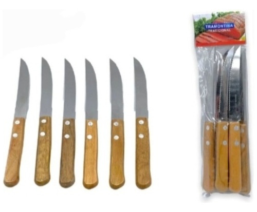 Set De Servicios Pack  6 Cuchillos Cocina Utensilios Madera