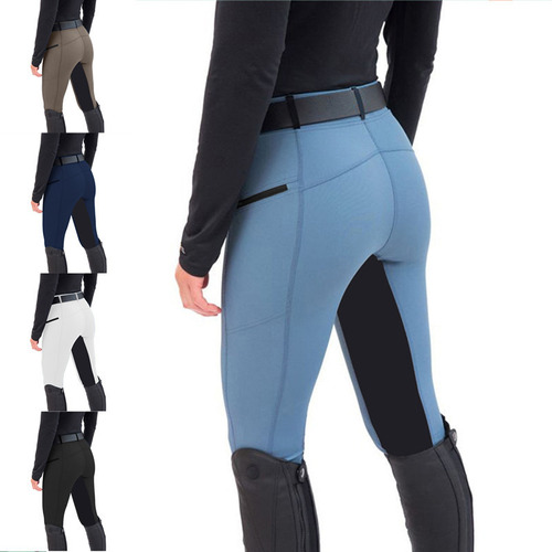 Pantalón De Equitación Slim-fit Patchwork Stretch Para