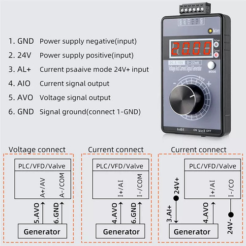 Generador De Señal 0/4-20ma 0-10v, Generador Analógico Con 4