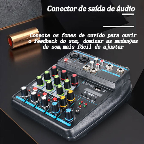 Shaoke Tablero De Sonido 4 Canales Bluetooth Power Usb Mixer