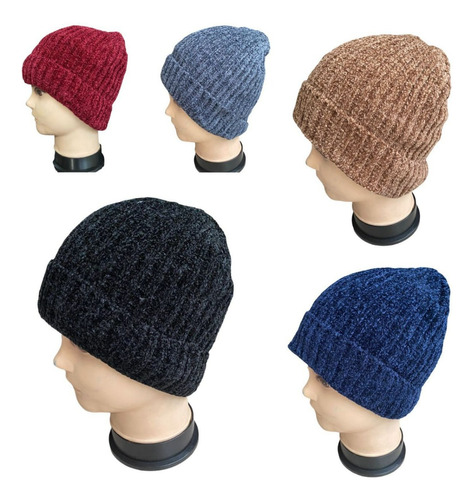 12 Gorros Lana Adulto Invierno Forro Interno Polar Colores