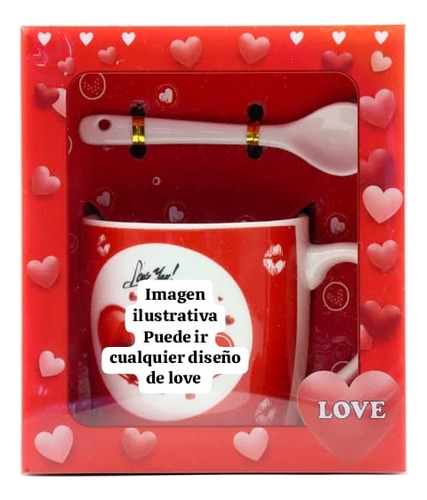 Taza + Cuchara De San Valentín Osito Love Regalo Novia Amiga