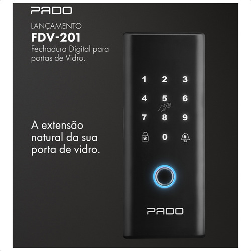Fechadura Digital Pado Fdv201 Vidro Aplicativo Ttlock