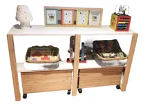 Comprar Mueble Montessori Nordico Juguetero Organizador Baules Rueda