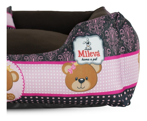 Kit Pet Cama Para Cachorro Gato 70x70 + Mantinha Pet Soft Cor Ursinha Princesa Marrom