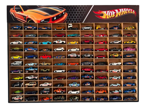 Exhibidor P/hotwheels 99autos Mod: Color Natural/mustang Natural/naranja
