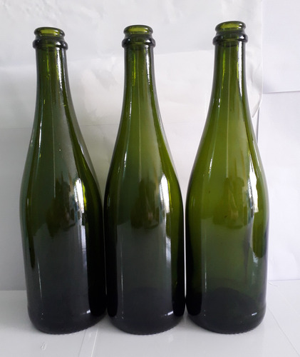 20 Envase Botellas De Vidrio Doble Verde 750ml Con Corcho