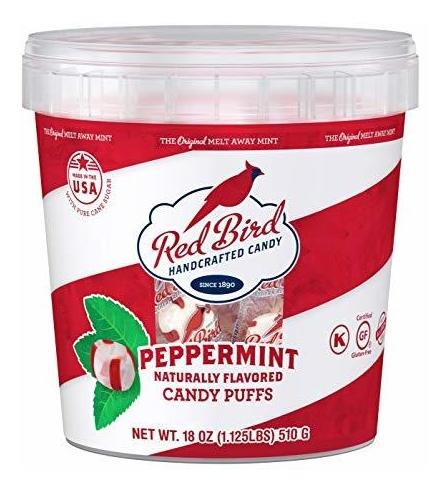 Mentas Red Bird Soft Peppermint Puffs, Cubo De 18 Oz De Cara