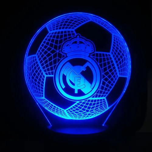 Lámpara Led Ilusión 3d Balón Real Madrid + Control Remoto