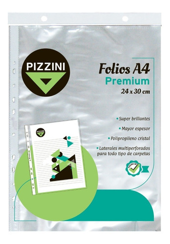 Folio Borde Blanco A4 Premium X10 1º Calidad 70 Mic Pizzini