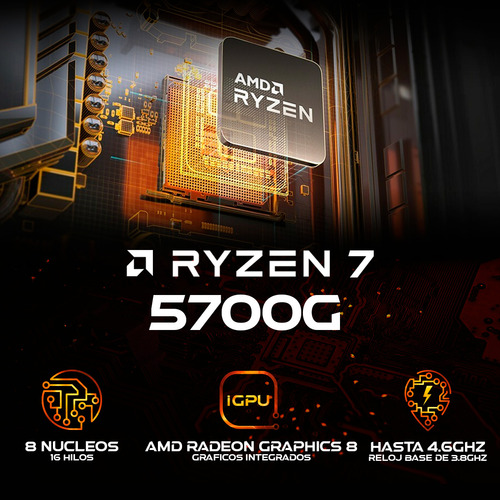 Pc Gamer Ryzen 5700g 16gb Ram 1tb Ssd Gráficos Radeon 8 Wifi